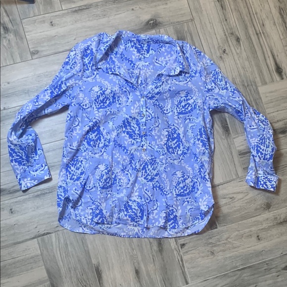 Lilly Pulitzer Tops - Lilly Pulitzer Blue Casual Button Down Shirt